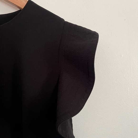 Calvin Klein Ruffle Shoulder Black Sheath Dress | Size 10 - Picture 6 of 12